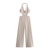 greatnfb Foreign Trade Wholesale  Spring New Women's Clothing Sexy Slimming Hanging Collar Backless Long Overalls