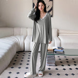 GREATNFB 2025 popular International Station hot-selling simple casual loungewear autumn and winter set loose and comfortable long-sleeved pajamas two-piece set