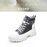 GREATNFB Casual High Top White Shoes Women  New Autumn and Winter Women's Shoes Korean Style Thick Bottom Martin Booties Women Ins Fashion All-Matching