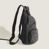 2025 Men's and women's new double shoulder messenger bags, fashionable versatile fanny packs, laser geometric diamond breast bags, outdoor reflective small backpacks
