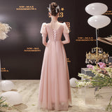 Lotus Root Pink Long Banquet Evening Dress Women's Summer Birthday Party Dress Dress Temperament Student Art Exam Performance Clothing