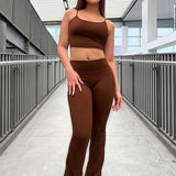 GREATNFB 2025 AC412     Women's Clothing Suspender Vest Slim Flared Pants Simple Fashion Set