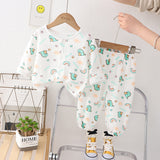 GREATNFB Children's  New Gauze Double-Layer Pajamas Breathable Thin Suit Long-Sleeved Air Conditioning Room Clothing Boys' Baby Homewear