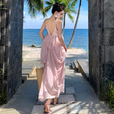 2025 suspender skirt super fairy vacation wear skirt seaside halter dress pink high-end dress dress women