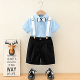 GREATNFB Children's Spring and Summer Short Sleeve Shirt Suspender Shorts Suit Boy's Birthday Flower Children's Dress Children's Activity Costume