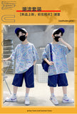 GREATNFB Boys' Summer Suit  New Children's Clothing Fashionable Sports Casual Short-Sleeved T-shirt Two-Piece Summer Children's Clothing 6