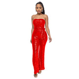 new women's sleeveless tube top onesie 2025 INS style sequined backless belt jumpsuit wholesale