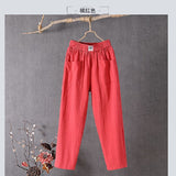 greatnfb Women's Cotton and Linen Casual Pants  New Korean Style Loose Slimming Straight Pants Summer Thin Cropped Harem Pants