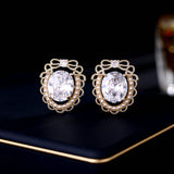 2025 haute couture elegance temperament earrings wholesale tide pearl light green zircon bow lace stud earrings