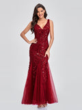 HOTan and NEWn Evening Dress V-neck Tulle Embroidered Sequins Sexy Mermaid Prom Dress Women Formal Dress Skirt