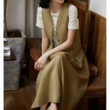 2025 Linen old money style two-piece set, vest/skirt set, vest skirt women's clothing spring high-end sense wasteland style