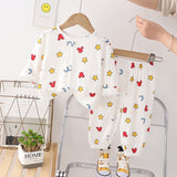 GREATNFB Children's  New Gauze Double-Layer Pajamas Breathable Thin Suit Long-Sleeved Air Conditioning Room Clothing Boys' Baby Homewear