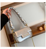 GREATNFB 2025 New new laser small square bag fashionable woven handbag premium chain lipstick messenger bag bag