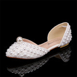 greatnfb Autumn New Peep Toe High Heels Stiletto Heel Low-Cut Rhinestone Pearl Women's Thin Shoes Wedding Bridal Wedding Shoes