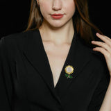 2025 High-end clothing wholesale flower silk scarf buckle jacket accessories micro-inlay craft zircon inlay light luxury sunflower brooch