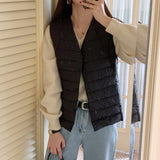 White duck down sleeveless down vest winter new warm thickened inner women's clothing can be worn outside solid color down vest