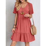 GREATNFB  Cross-Border Foreign Trade European and American Women's Clothing   Popular Summer Loose Casual Short Sleeve High Waist Flowy Dress