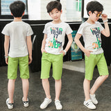 GREATNFB New Children's Boys' Suit Short-Sleeved Children Teens Babies Summer Sports Two-Piece Children's Clothing One Piece Dropshipping