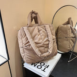 GREATNFB 2025  tote bag  autumn and winter underarm plaid soft puff cotton-filled pillow bag versatile single shoulder women's handbag