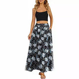 GREATNFB European and American Foreign Trade Cross-Border Large Swing Skirt  New Elastic Waistband Lace-up Printed Double Pocket Skirt for Women