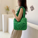 GREATNFB 2025  tote bag  autumn and winter underarm plaid soft puff cotton-filled pillow bag versatile single shoulder women's handbag