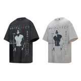 2025 6088 2025n Street 2025 Summer Couple Retro Character Picture Design High Sense Men's Loose Short Sleeve T-Shirt