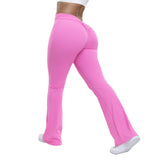 greatnfb HOT and NEW Cross Border  Peach Bell-Bottom Pants Women's Yoga High Waist Hip Lift Tights Wide Leg Fitness Pants Women's Clothing