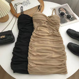 Pure Desire Sexy Pleated A- line Sheath Skirt Women's Summer 2023 Korean Style Slim-Fitting Suspenders Vest Hot Girl Dress