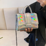 GREATNFB 2025 Classic versatile  women's bags, new patent leather small square bags, textured chain women's single shoulder oblique span bags
