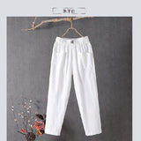 greatnfb Women's Cotton and Linen Casual Pants  New Korean Style Loose Slimming Straight Pants Summer Thin Cropped Harem Pants