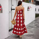 2024 Spring/Summer New Floral Print Oblique Shoulder Strap Dress Dlq0207119