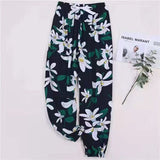 greatnfb Summer Women's Cotton Silk Thin Bloomers Adult Anti Mosquito Pants Beach Pants Artificial Cotton Casual Loose Tappered Pajama Pants