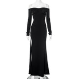 GREATNFB Q24DS535 2025  women's clothing autumn new trend fashionable and sexy long-sleeved high-waisted neck fishtail dress