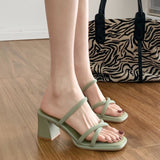 ANTMVS  Not Tired! Women's Sandals Summer  New One-Strap Back Empty Square Toe Open Toe Chunky Heel High Heel Slippers