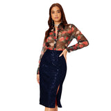 GREATNFB INS 2025  women's clothing  skirt  summer models, slim split sequined skirt women's wholesale