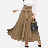 GREATNFB Spring and Summer  Cross-Border European and American Style Skirt Women's High Waist Slimming Front Lace-up A- line Dress