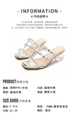 Outdoor Slippers Women's Summer  Versatile New Rhinestone Strap Crystal Slippers Internet Celebrity  High Heels