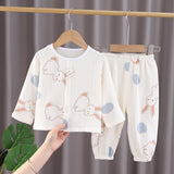 GREATNFB Children's  New Gauze Double-Layer Pajamas Breathable Thin Suit Long-Sleeved Air Conditioning Room Clothing Boys' Baby Homewear