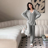 GREATNFB 2025 popular International Station hot-selling simple casual loungewear autumn and winter set loose and comfortable long-sleeved pajamas two-piece set
