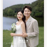 2025 Travel photography light wedding dress  new bridal temperament Korean version light door yarn simple Mori super fairy welcome dress