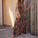 In Stock Hot Trade European and American Women's Clothing   Summer New Graceful and Fashionable High Waist Bohemian Dress