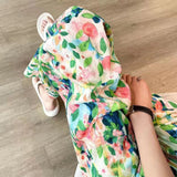 greatnfb Summer New Colorful Pants High Waist Wide Leg Pants Loose Straight Cropped Pants Seaside Casual Beach Pants Women's Pants