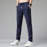 GREATNFB Summer Thin Casual Pants Men's Straight Slim Stretch Ice Silk Sports Men's Pants Non-Ironing Smooth Korean Fashion Trousers