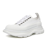 McQueen Canvas Platform White Shoes Spring/Summer New Korean Style Versatile Muffin Sports Height Increasing Leisure Women's Dad Shoes