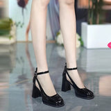 greatnfb Vintage Mary Jane Shoes Female Square Toe  New Japanese Style Students JK Uniform Small Leather Shoes Fashion High Heels Chunky Heel