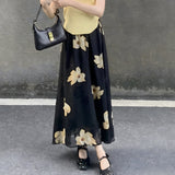 2025 Printed skirt women's autumn popular new fashion temperament versatile hips high waist thin slim a-word skirt