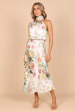 Popular trade 2025 women's clothing  popular summer light and mature temperament long dress sleeveless printed neck dress