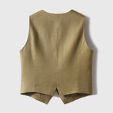 2025 Linen old money style two-piece set, vest/skirt set, vest skirt women's clothing spring high-end sense wasteland style