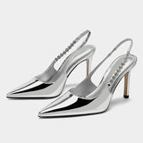 greatnfb Silver High Heels Women's Elegant Sexy High Heels  New Classic Style  Stiletto Heel Versatile Fashion Sandals