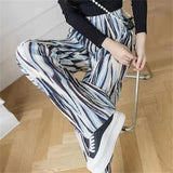 greatnfb Summer New Tie-Dyed Pleated Wide-Leg Pants Women's High Waist Thin Straight Organ Pants Casual Loose Draggle-Tail Trousers Women's